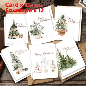 24pcs Christmas Greeting Cards with Envelopes - Festive Holiday & New Year Designs, Perfect for Xmas Parties and Seasonal Wishes