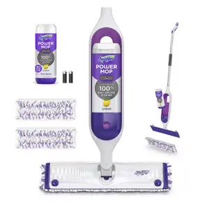 Swiffer Power Mop Vinyl, Tile & Laminate Floor Starter Kit (1-Power Mop, 2-Pads, Cleaning Solution and Batteries), HDP