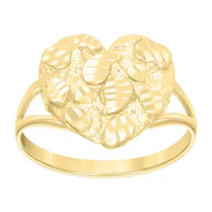 Women's 10 Karat Yellow Small Heart Shape Nugget Fashion Ring, 9.44cm Length, Daily Fashion Accessory for Women, Fashion For Women