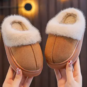 Children's slippers 2025 autumn and winter new style simple and generous home indoor thickened small, medium and large children's soft soles and comfortable bedroom slippers