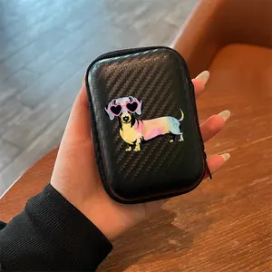 Heart Sunglasses Corgi Pattern Eva Hard Edge Headphone Cable Charger Box, Simple Design Mesh Pocket, Durable Portable Accessories Organizer