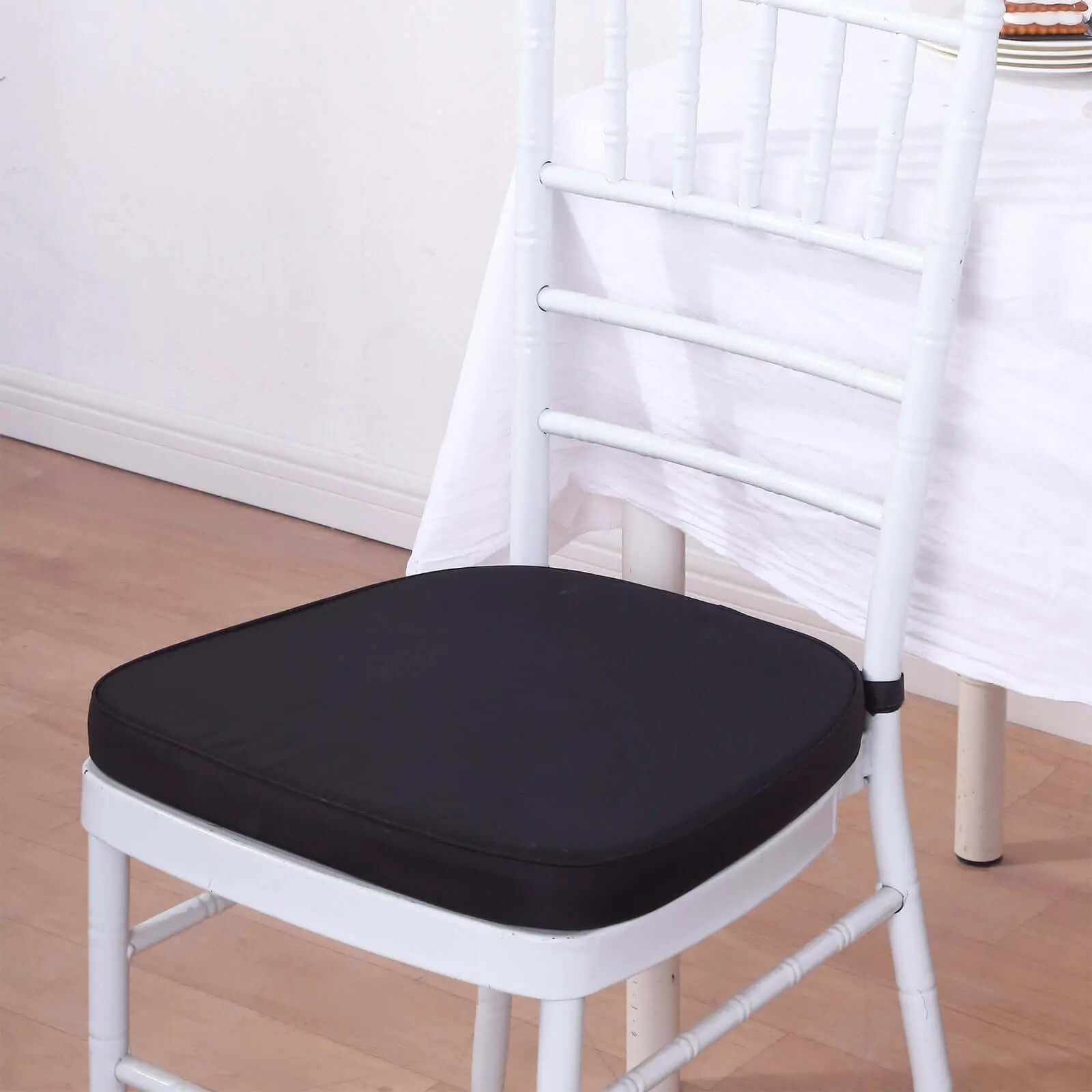 Chiavari Chair Cushion with 1.5" Thick Memory Foam, Ties, Black Chair Cushion Covers - Removable Stylish Cover for Comfort