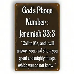 Jeremiah 33:3 "Call to Me" Metal Tin Sign – Vintage Christian Wall Decor – Rustic Farmhouse Bible Verse Art for Home, Kitchen, Prayer Room