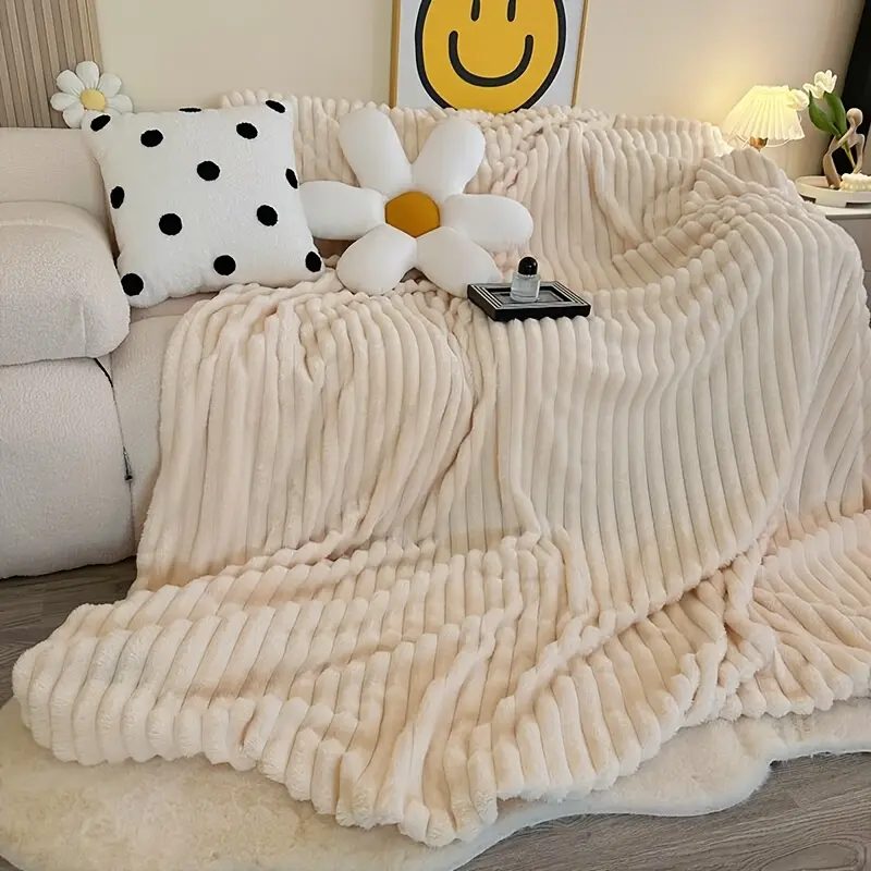 Big Blanket Ultra-Soft Thick Fleece Blanket | Multi-Color, 3D Faux Rabbit Fur, Double-Sided, Ideal for All Seasons, Home, Office, Travel, Camping, Gift for All Occasions