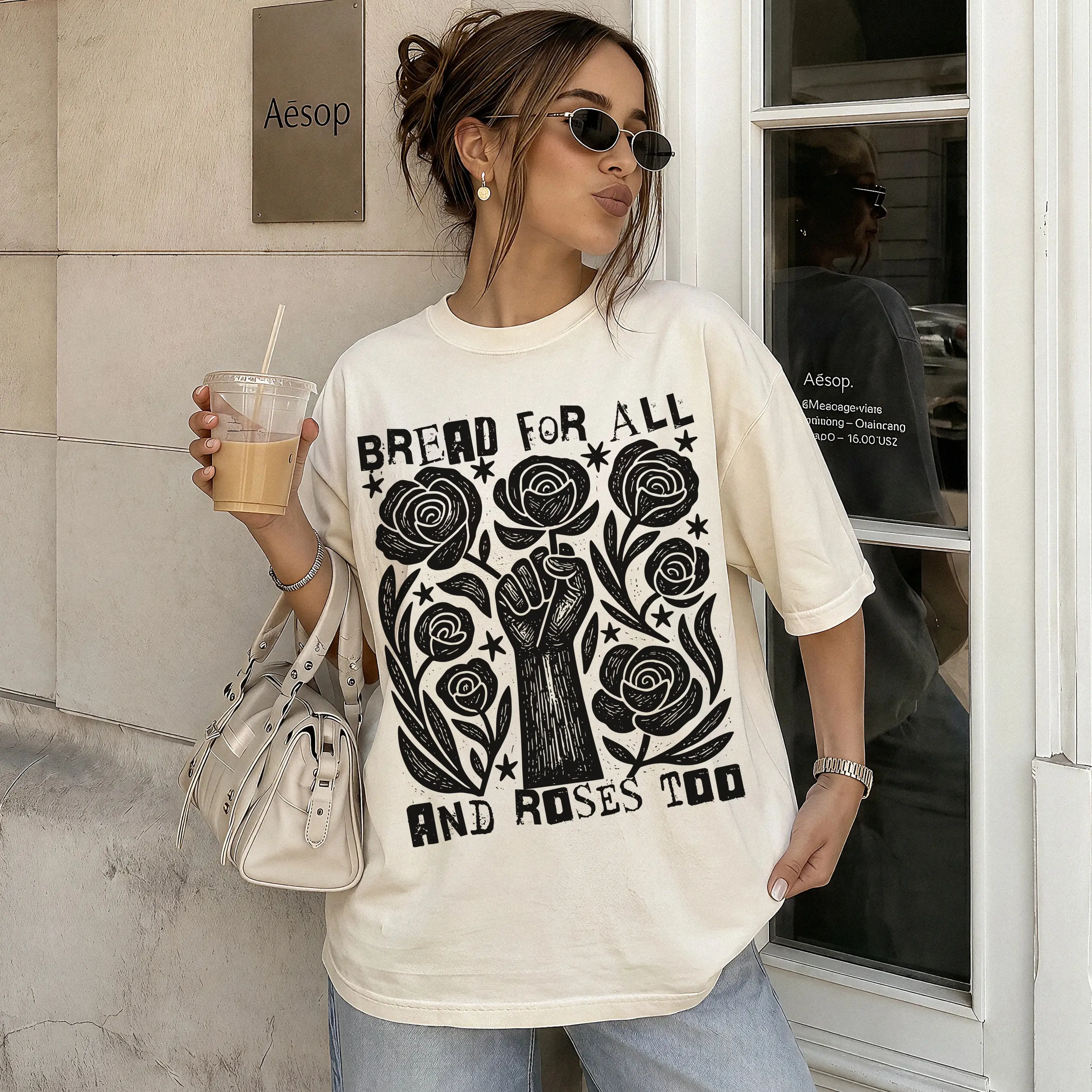 Bread and Roses Too Tee, Democratic Socialist Progressive T Shirt