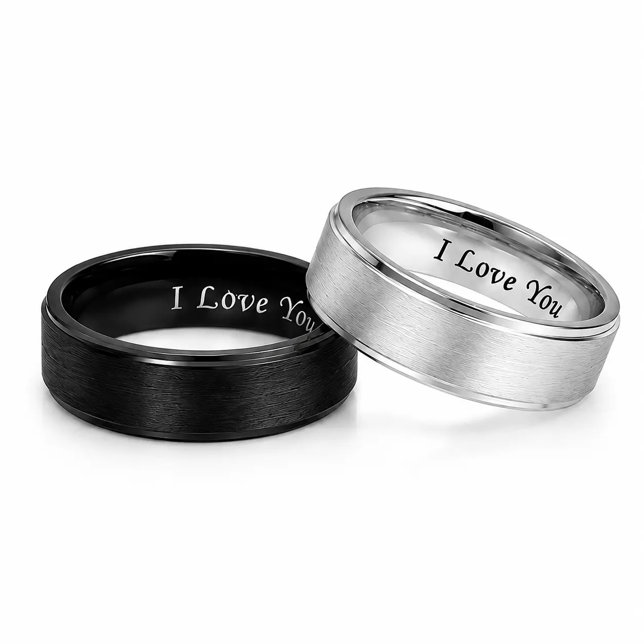 Elegant Men's Titanium Steel 'I Love You'Engraved Ring - Romantic Black Band withCreative Lettering, Ideal for Wedding,Anniversary & Valentine's Day Gift,Father’s Day gift.summerwins summerwins, Promise Ring, Men's Jewelry, Promise Rings, Gifts For Him