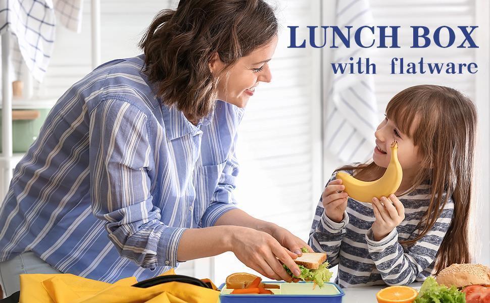 Bento Boxes, 1100 ML Bento Lunch Box With Utensils, Insulated Lunch Bag, Durable for On-the-Go Meal, BPA-Free and Food-Safe Materials(With Bag) Gift