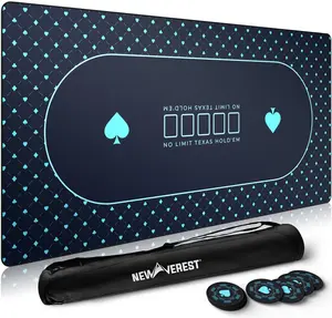 Texas Hold'em Poker Mat (70" x 35") - Blue, Seats 10 Players