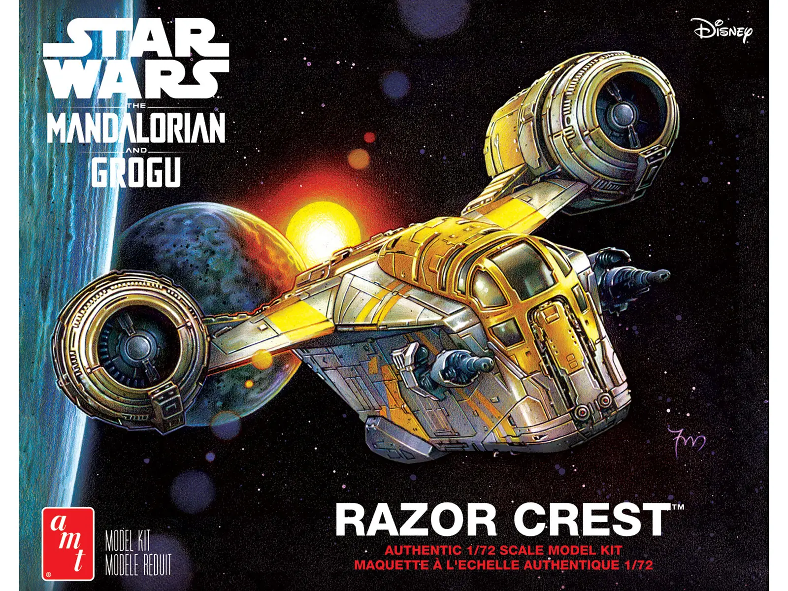 Skill 2 Model Kit Razor Crest Spaceship "Star Wars: The Mandalorian" 1/72 Scale Model by AMT