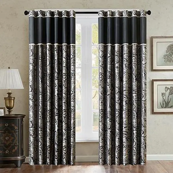 Madison Park Wellington Window Panel Pair - 50" x 84" - Black