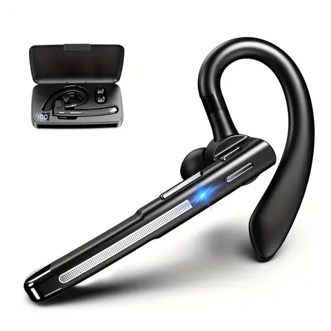 MSHUKCOE Retractable Bluetooth 5.3 Digital Earbuds, Adjustable Wireless Headphones with ENC Noise Canceling Mic, Charging LED Display, 100Hrs Talk Time, IP7 Waterproof, Multi-Device Phone/MP3 Compatibility for Business Truckers - Android Support