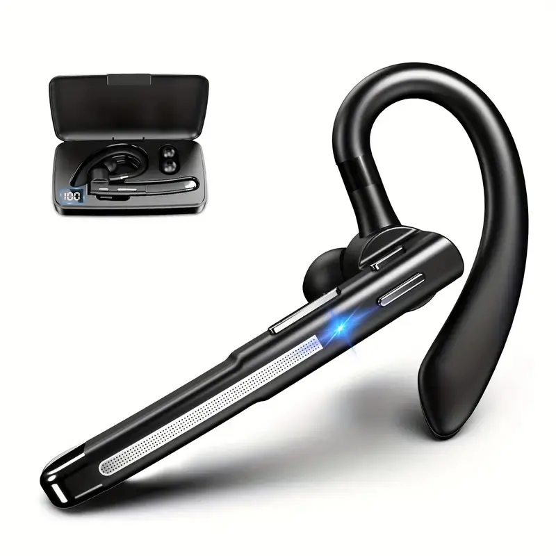 MSHUKCOE Bluetooth Headset Wireless Earpiece with ENC Noise Canceling Mic 100Hrs Talk Time LED Display IP7 Waterproof for Business Trucker Driver Bluetooth 5.3 Technology - Adjustable summerwins
