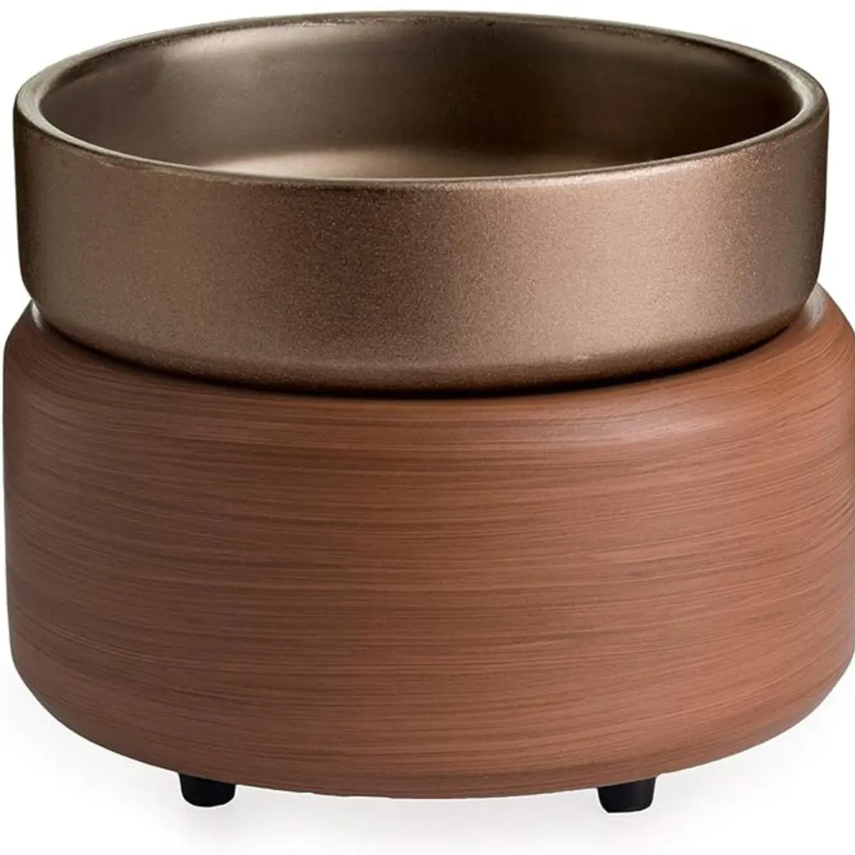 [Limited Time Deal] CANDLE WARMERS ETC 2-in-1 Candle and Fragrance Warmer for Warming Scented Candles or Wax Melts and Tarts with to Freshen Room, Bronze and Walnut-Finish Ceramic