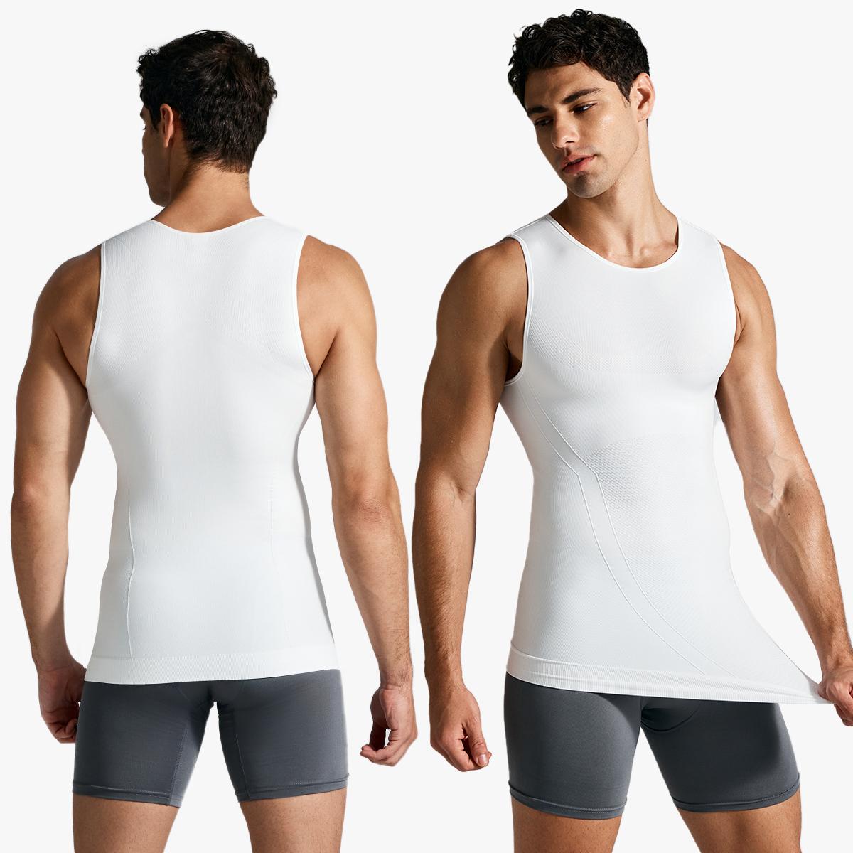 【 Nebility】Men’s Invisible Compression Shapewear Tank Top – Lightweight Seamless Slimming Vest with Tummy Control, Back Support & Chest Shaping, Moisture-Wicking Breathable Stretch Fabric Body Shaper for Daily Wear, Work & Posture Support SpringStatements