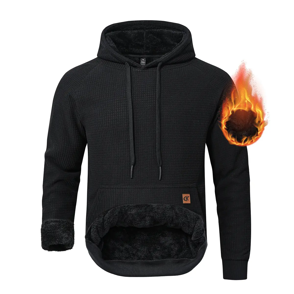 Men's Sherpa Fleece Hoodie – Thick Warm Pullover Hoodie for Winter, Soft Lined with Kangaroo Pocket