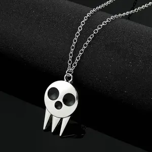 Soul Eater Death Symbol Necklace - Lord Death Skull Pendant Cosplay Jewelry for Anime Fans, Silver Zinc Alloy, Perfect for Daily Wear & Cosplay Parties men's