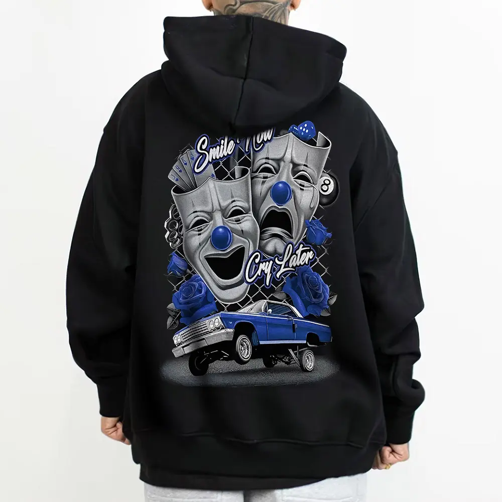 Blue Rose Funny Smile Now Cry Later Chicanos Clothing Shirts Lowrider Clothing Homies Shirt Hoodie