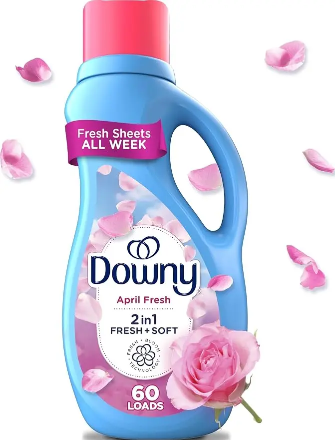 Downy 2-in-1 April Fresh Fabric Softener Liquid 44 Fl Oz (60 Loads) | The Iconic Fresh Clean Laundry Scent for Ultra Soft Bed Sheets & Towels