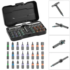 24 in 1 DlY Screwdriver Set,1 Set SwitchableScrewdriver Shape Magnetic Screwdriver Set, Best holiday gifts: DIY tools, Compact and Portable Ratchet Screw0driver SetHome Repair Tool Box,