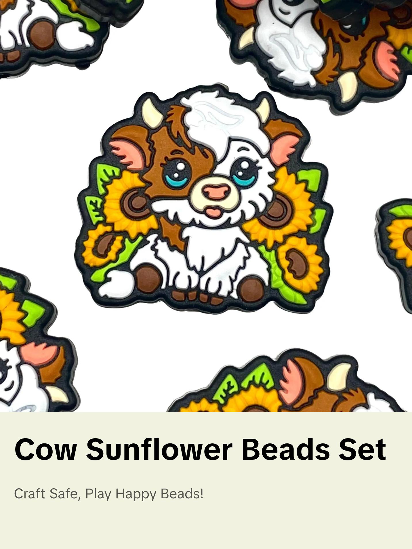 Peace, Love, Cows Silicone Focal Beads | Cow Sunflower Beading & Crafting