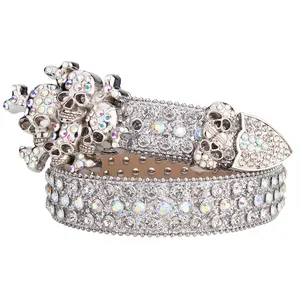 A creative luxury shoulder strap for Mother's Day, crystal diamond-studded belt with rivets, Western leather belt, suitable as a holiday gift for family, friends, or partners
