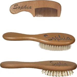 Personalized Hair Brush Set. Great gift Comes with one brush and one comb. brush is very delicate.