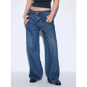 Cider Washed Denim Mid Rise Straight Leg Jeans