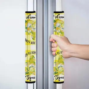 2pcs 4.7x15.7 inch Cheerful Lemon Check Pattern Kitchen Appliance Handle Covers | Removable and Reusable Protective Covers for Refrigerator/Dishwasher/Microwave/Oven.  Home Decor, Holiday Gift, Festive Gift. 1230LYY
