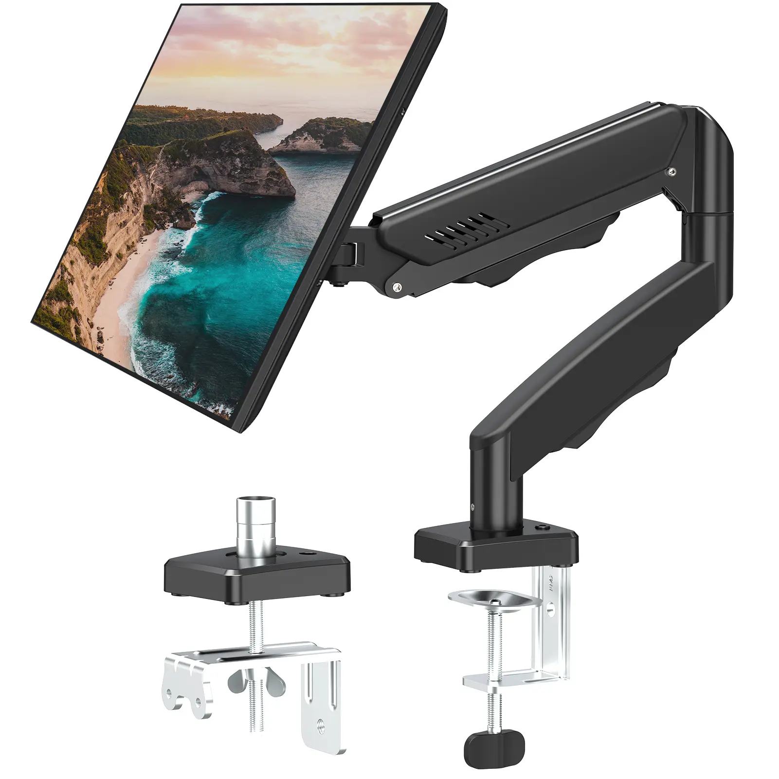 Full Motion Single Monitor Desk Mount for 13"-32" Screens | VESA 75x75 / 100x100