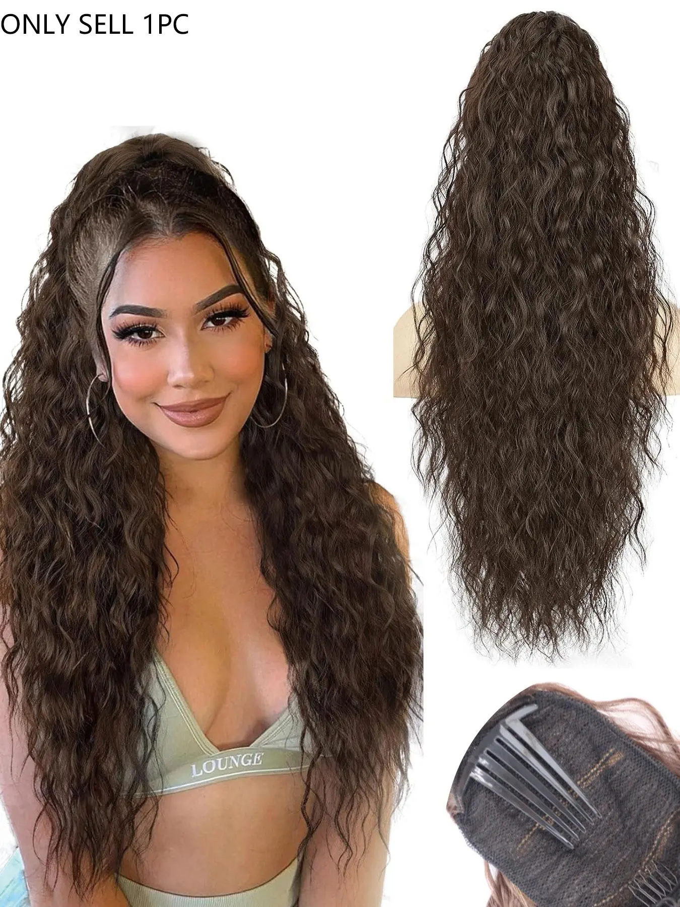 30 Inch Long Wavy Ponytail Extension, Synthetic Hair Extensions for Women, Natural Fluffy Hair Piece for Daily Use, Ponytail Hairpieces, Wavy Synthetic Hairpiece