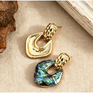 S925 Sterling Silver Needle Abalone Shell Drop Earrings|  Hoop Earrings For Women, Hypoallergenic Daily Wear Elegant Jewelry Gift