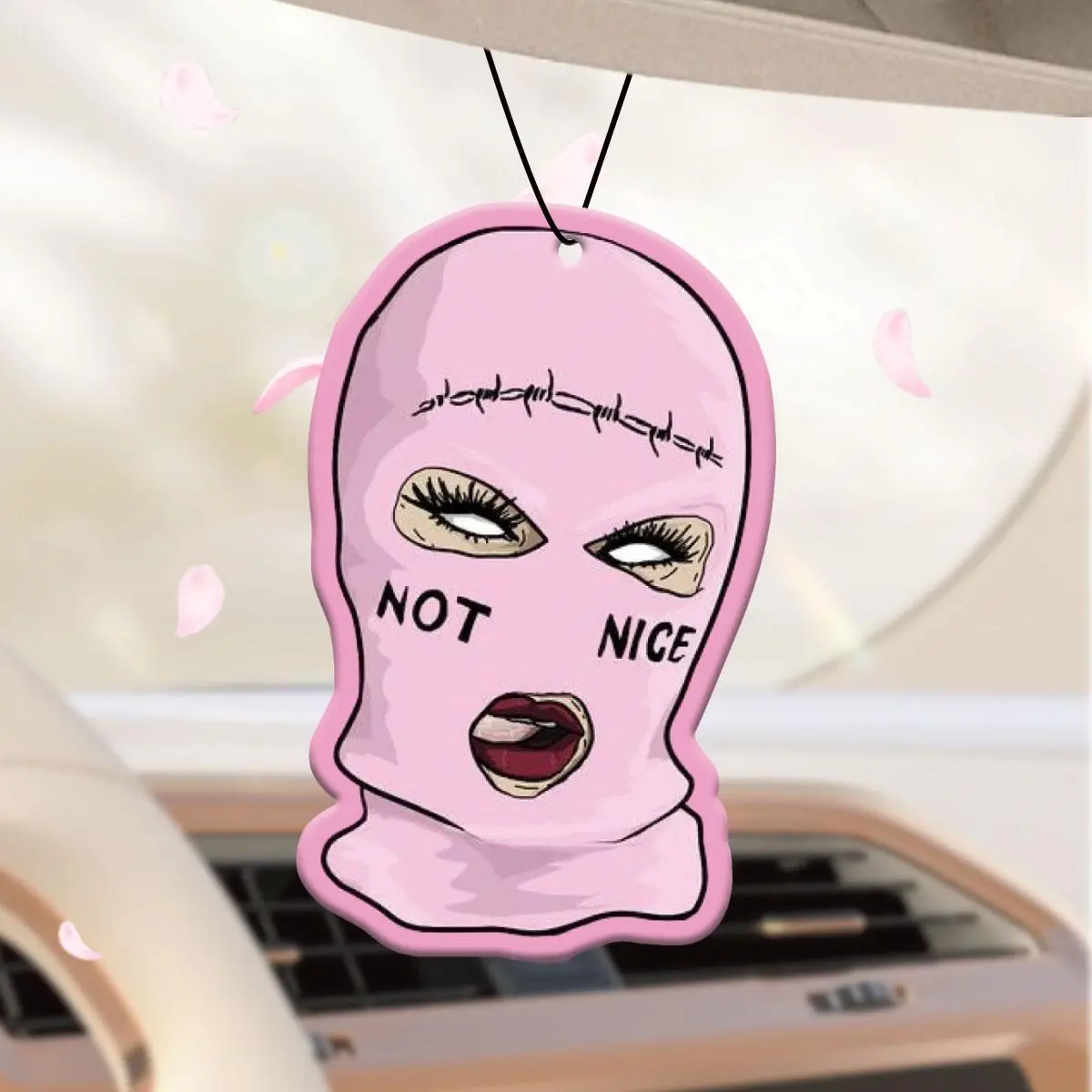 Cartoon Balaclava Design Car Air Freshener, Car Scent, Car Fragrance, Car Rear-view Mirror Hanging Aromatherapy Tablet, Car Interior Decoration Accessories