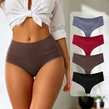 Hotcom Women's Plus Size Lingerie High Waist C-Section Postpartum Seamless Cotton Plain Toe Thong Bikini Panties, Minimalist, Soft Stretchy, No-Show T-Back, Comfortable Everyday Fit, 4-Pcs, XS-3XL,sohochic