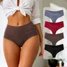 Hotcom Women's Plus Size Lingerie High Waist C-Section Postpartum Seamless Cotton Plain Toe Thong Bikini Panties, Minimalist, Soft Stretchy, No-Show T-Back, Comfortable Everyday Fit, 4-Pcs, XS-3XL,sohochic