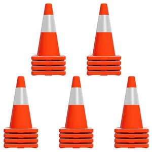 20‑Pack 18‑Inch Safety Traffic Cones, Orange Road Parking Cones with Reflective Collars & PVC Base, Hazard Warning Construction Cones for Home Parking, Public Area Traffic Control, Sports and Driving Training