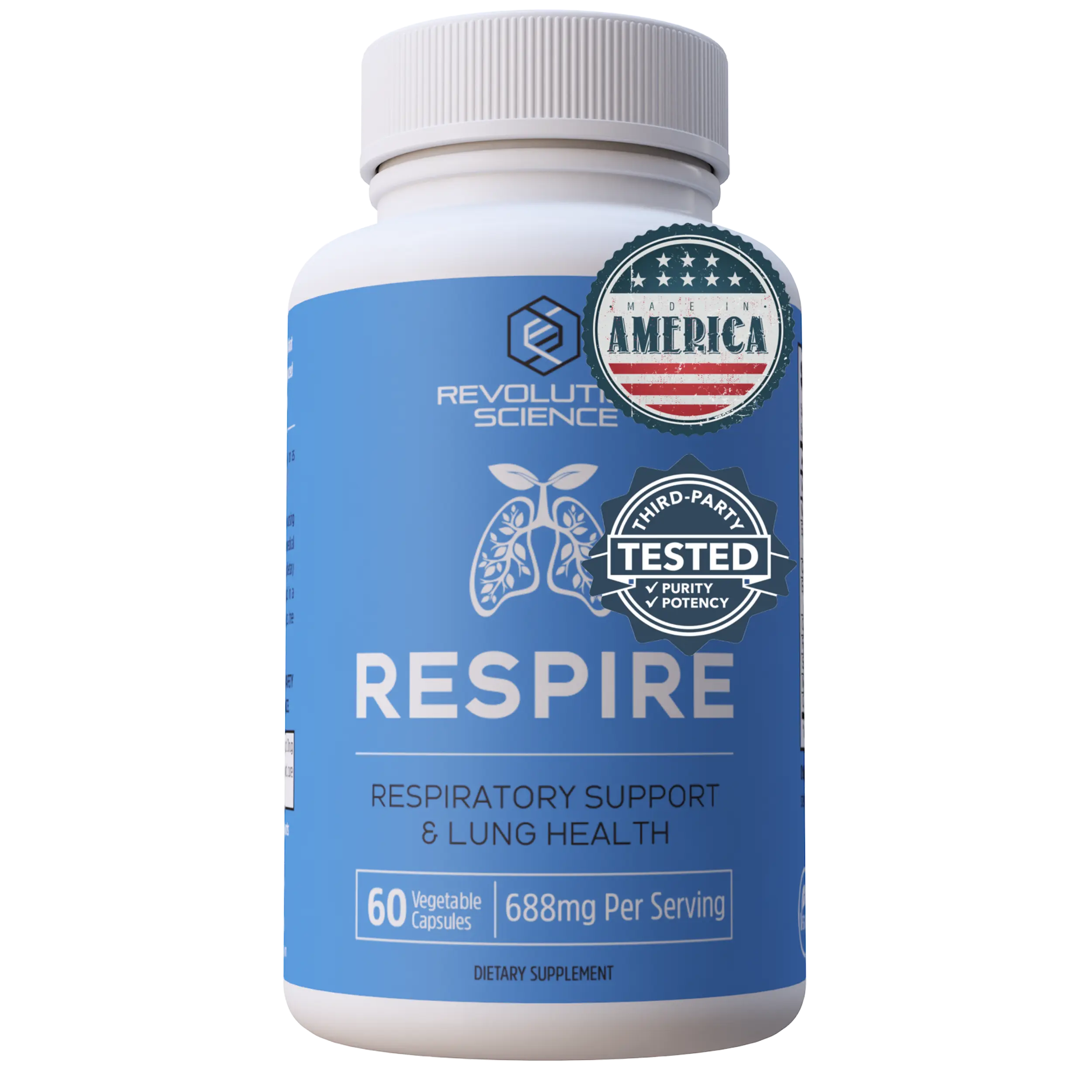REVSCI Respire Natural Lung Detox & Cleanse Supplement for Clear Lungs Extra Strength 60 Veggie Capsules Non-GMO Vegan Respiratory Aid for Better Breathing Sinus Relief & Mucus Removal All-Natural GMO-Free Respiratory Support - Edible