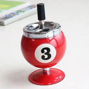 Creative Billiard Metal Ashtray with Lid, Anti-Flying Ash, Office Desk Ball Decoration Ashtray