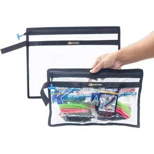 2 Layer Water-resistant Fishing Bait PVC Clear Storage Bag Tackle Bag Storage for Bait Tackle Lures Soft Plastics and Fishing Gear Large Capacity 2 Size (1Pc Medium+1Pc Large)