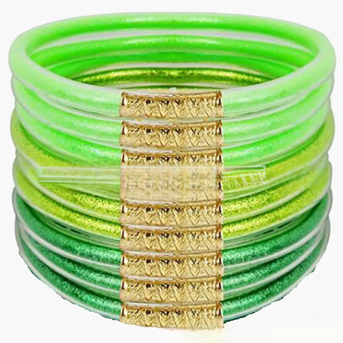 Nine Layer Silicone Tube Gold Powder Jelly Bangles Bracelet, Rainbow Sparkling Bracelet Set, Colorful Bracelet Accessories