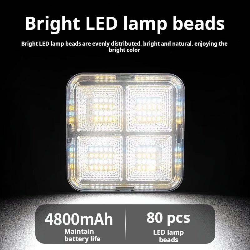 Outdoor camping exploration lighting-Mini Solar Rechargeable Multifunctional Searchlight, Outdoor Portable LED Floodlight With Magnetic Suction, High Lumen Flashlight, USB Rechargeable Portable Emergency Light, Suitable For Camping, Night Market,