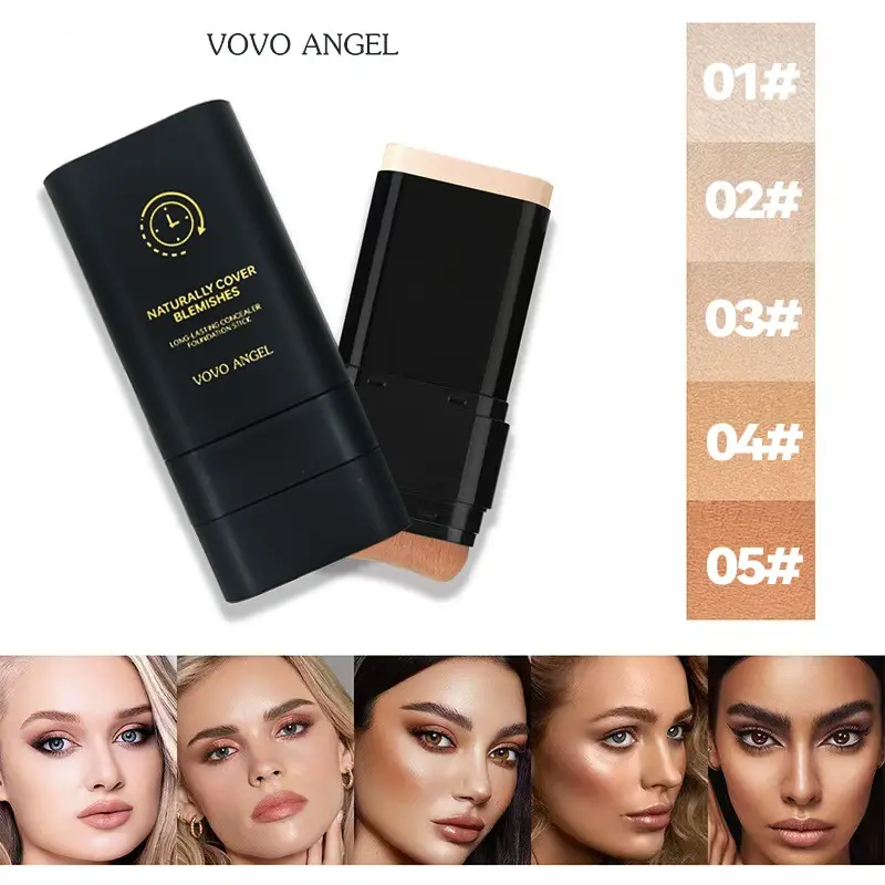 1 Piece Foundation Stick, Concealer Cosmetic Flawless Makeup Cosmetic Moisturizer Moisturizing Hydrating Buildable Coverage Nourishing Natural Ivory, Dual-Ended Foundation Stick, Perfect for Smooth Coverage, Flawless Coverage Foundation
