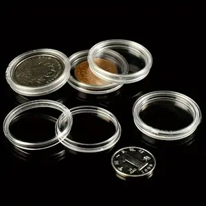 10pcs/pack Commemorative Coin Protection Box Round Transparent Coin Capsule Container Storage Collection Box Coin Holder Clear Storage Box