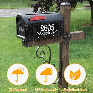 4 Inch Reflective White Mailbox Numbers Stickers, 4 Set  Rustic Mailbox Decal, Self Adhesive Vinyl Number for Mail box, Door, Garbage Bins