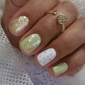 24pcs Medium Square Glossy Color Press-On Nails, Full Coverage Acrylic False Nails, Includes Glue & File, Ideal for Women and Girls, Nail Decoration