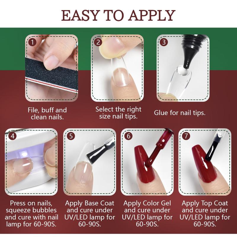 JODSONE 32 Color Gel Nail Polish Kit with U V Light with Base Coat Glossy Matte Glitter Top Coat 3 Kind of False Nail Tips with Glue for gifts