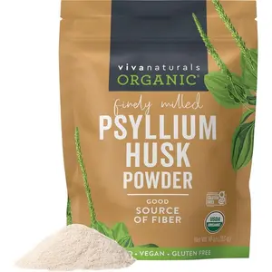 Organic Psyllium Husk Powder, Finely Ground, Unflavored, Vegan, Keto, Paleo, Non-GMO Plant-Based Superfood, Good Source of Fiber for Gluten-Free Baking, Juices & Smoothies