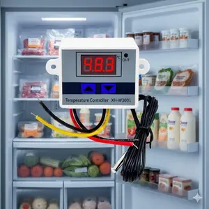 Programmable Multi-Stage Thermostat for Industrial & Commercial Use, Tri-Color LCD Temperature Control, Smart Heating & Cooling Module, Aquarium Precision Heater Controller, Multi-Voltage Digital Display Unit