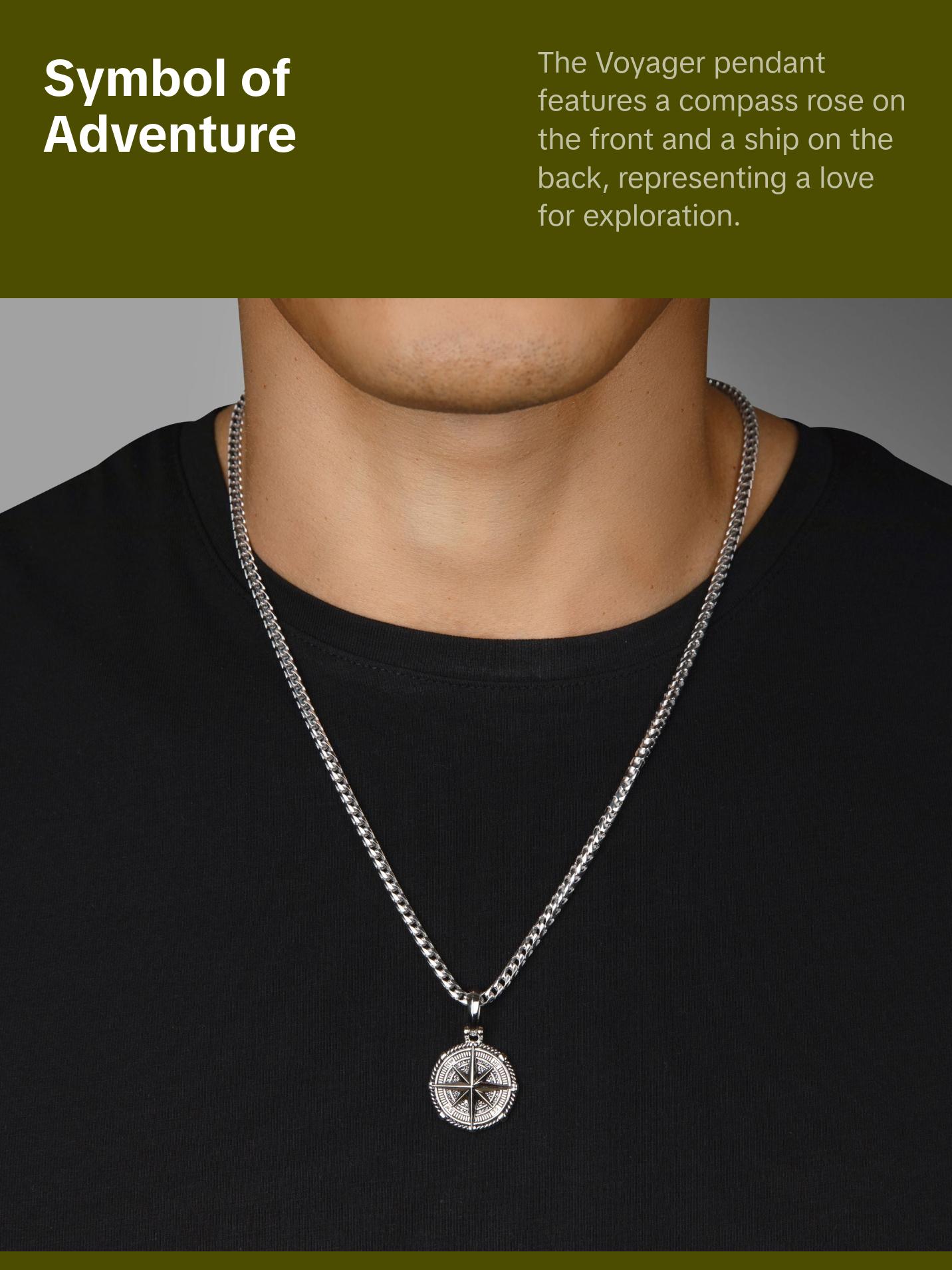 Voyager, Silver Compass Pendant