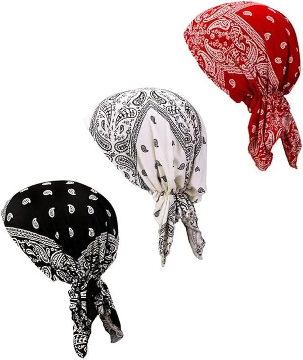 Pack of 3 Pre Tied Chemo Head Scarf Kit, Beanie Skull Cover Cap for Women, Softness and Comfy Headcovers, Fashion Beanie Chemo Hat Head Covers Available for Night Sleep to Keep Hair Cover
