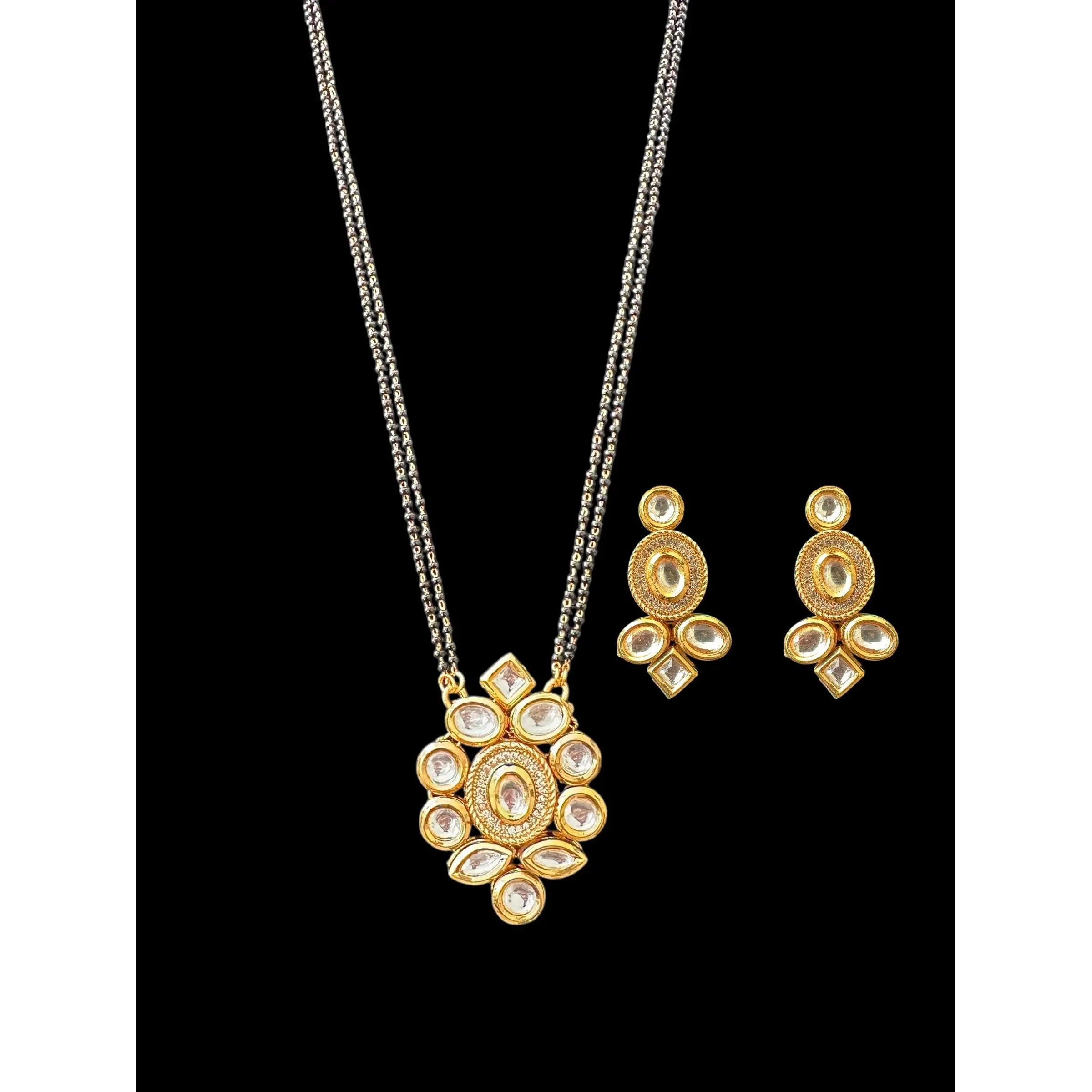 Mangalsutra / black beads necklace with earrings ( READY TO SHIP )